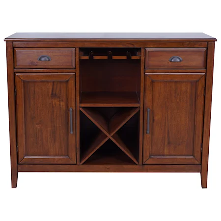 2-Drawer and 2-Door Server with Built In Stemware Rack